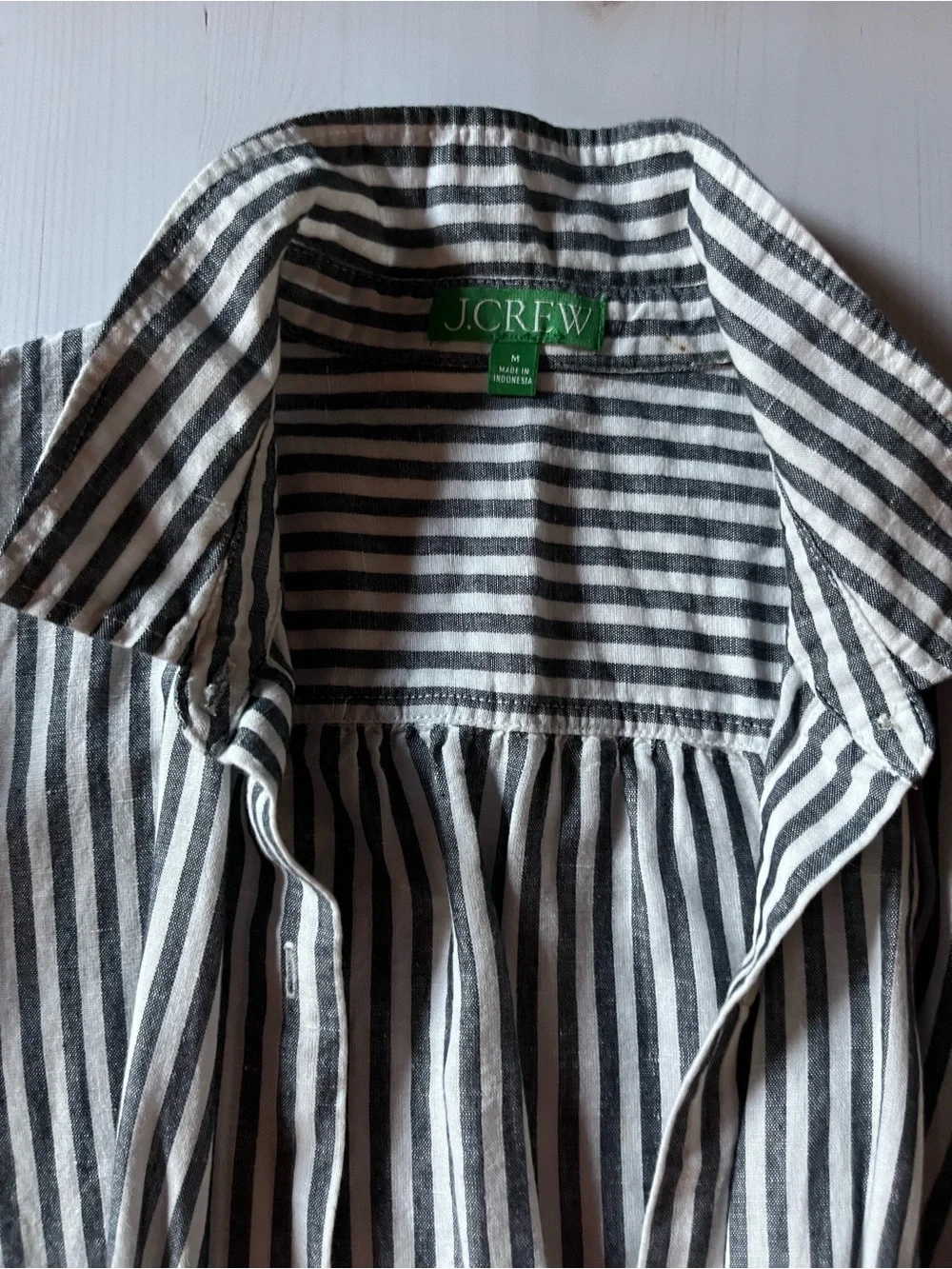 Jcrew Black & White Striped Shirt Dress